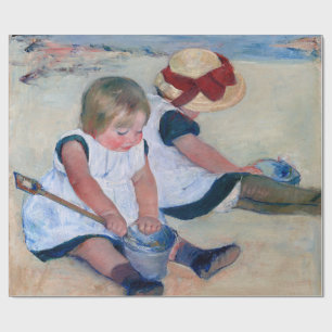Papel De Presente Crianças de Mary Cassatt Brincando na Praia 1884