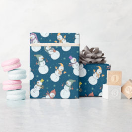 Papel De Presente Crianças de Natal bonitinho, bonitão, chapéu azul