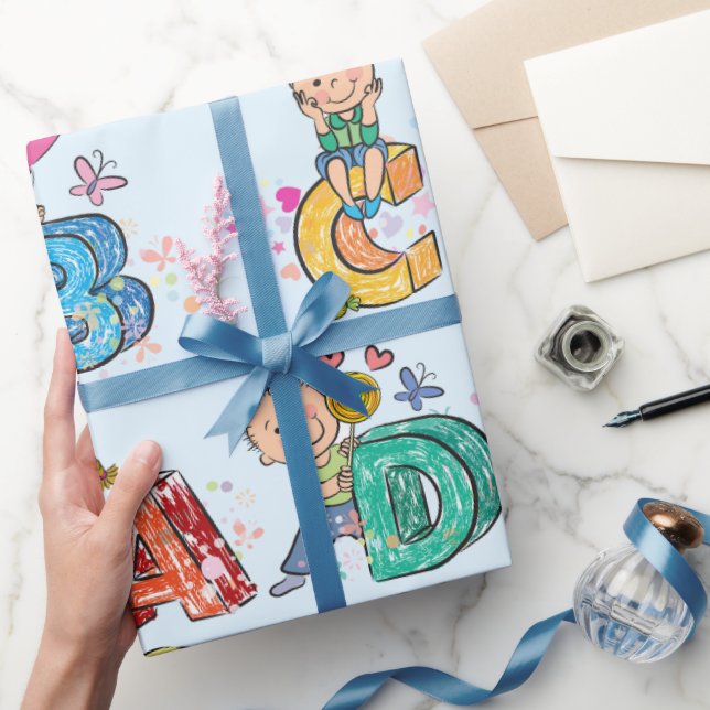 Papel De Presente Crianças do alfabeto ABC (Presentear)