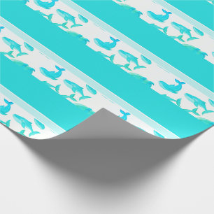 Papel De Presente Crianças do Mar de Baleia Teal