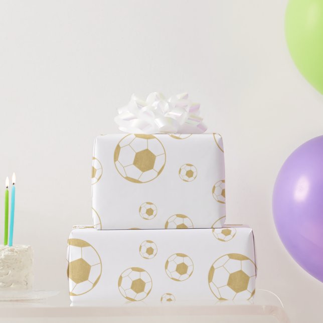 Papel De Presente Crianças Douradas do Partido do Futebol (Presentes para festas)