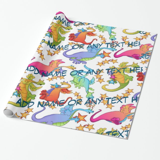 Papel De Presente Crianças Dragões Coloridos Papel-presente Personal (Desenrolado)