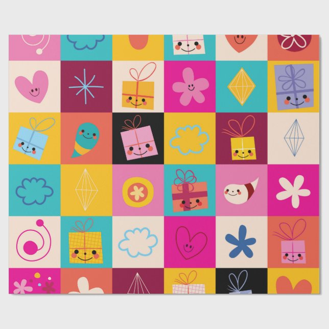 Papel De Presente Crianças Gift Wraping Paper Padrão Ininterrupto (Aberto)
