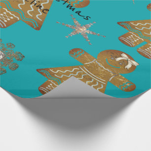 Papel De Presente Crianças Gingerbread Girly Monogramas ou Mensagem