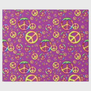 Papel De Presente Crianças Loucas, Cores-PEACE FORA, Purple-Gift Wra