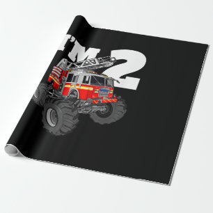 Papel De Presente Crianças Monster Fire segundo aniversário Garoto