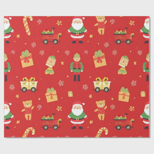 Papel De Presente Crianças Papais noeis de Natal e Brinquedos de 30 