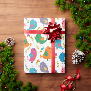 Papel De Presente Crianças Pássaros Coloridos Bonitos Tweetando