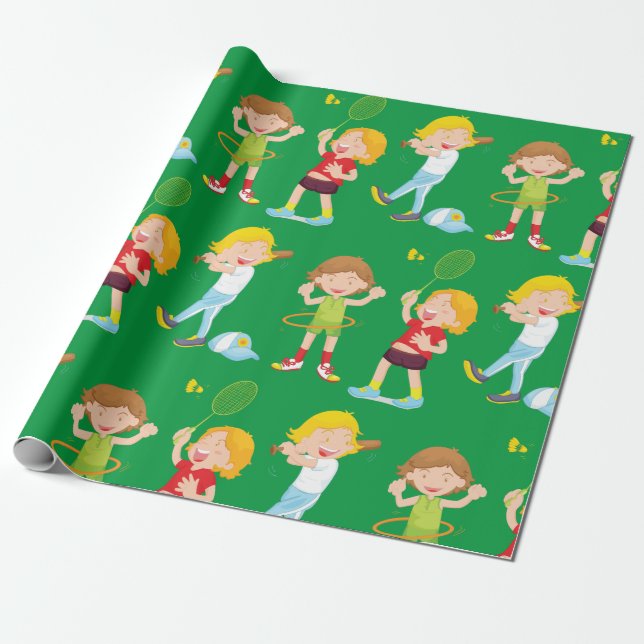 Papel De Presente Crianças Praticando Esportes Atividade Infantil (Desenrolado)