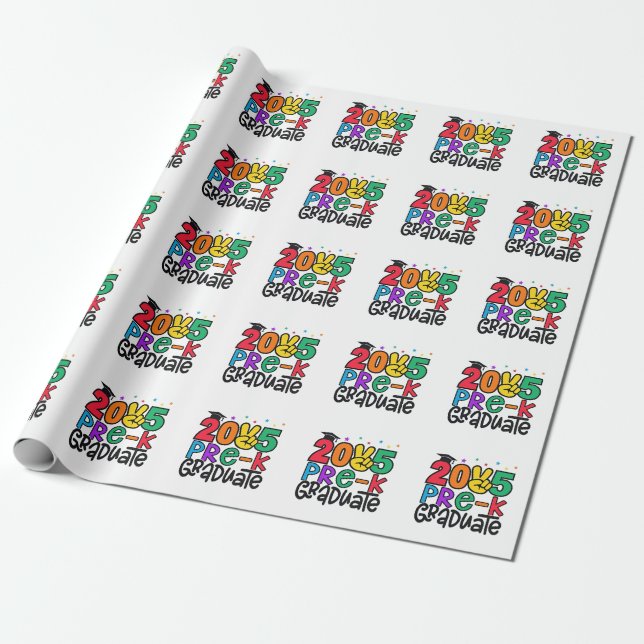 Papel De Presente Crianças Pré-K Formando 2025 Graduação da Pré-esco (Desenrolado)
