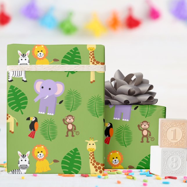 Papel De Presente Crianças Selvagens Selvagens Safari Cute (Criador carregado)