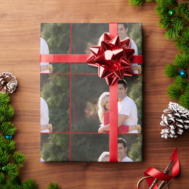 Papel De Presente Criar Personalizado Foto Texto Natal (Create Custom Personalized Photo Text Christmas Wrapping Paper)