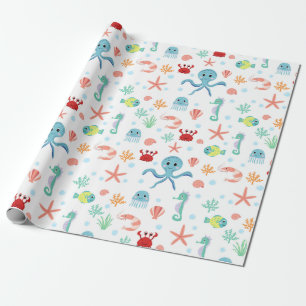 Papel De Presente Criaturas Marinhas Subaquáticas Caprichosas