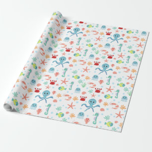 Papel De Presente Criaturas Marinhas Subaquáticas Caprichosas