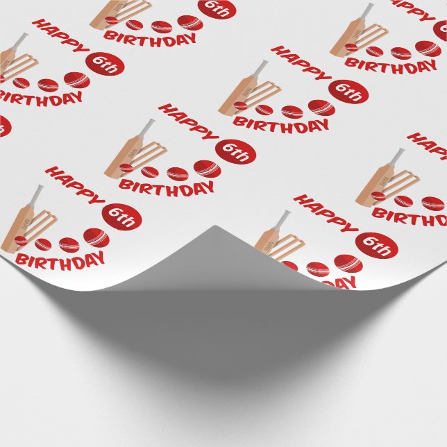 Papel De Presente Cricket Bat and Ball Aniversário de criança (Ponta)