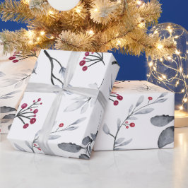 Papel De Presente Crie a sua escolha de cor Vermelho e Cinza Holly