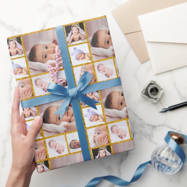 Papel De Presente Crie a sua própria colagem de fotos 6 com brilho D (Presentear)