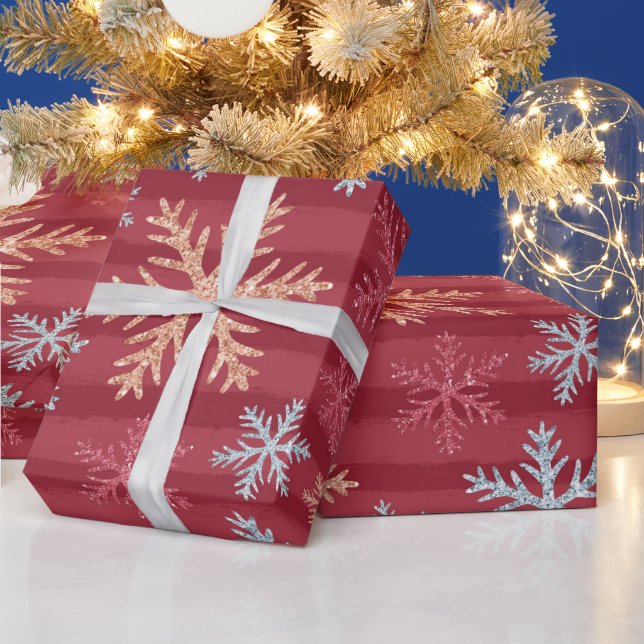 Papel De Presente Crie Os Seus Flocos De Neve Vermelhos (Feriados)