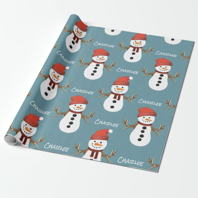 Papel De Presente Crie seu próprio boneco de neve personalizado (Desenrolado)