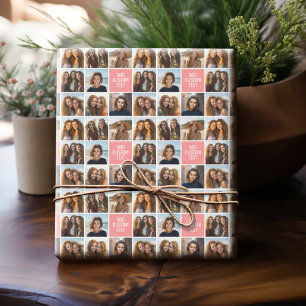 Papel De Presente Crie Seu Próprio Colagem de 8 Fotos com Monograma 