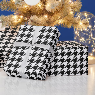 Papel De Presente Crie Seu Próprio Houndstooth Branco