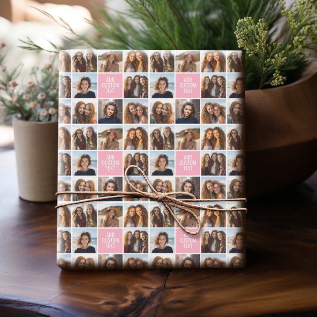 Papel De Presente Crie seu próprio Monograma Personalizado de Colage (Personalized Photo Wrapping Paper)
