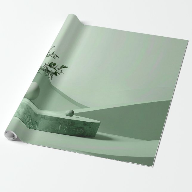 Papel De Presente Crie Seu Próprio Padrão Listrado de Verde Salvia e (Desenrolado)