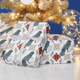 Papel De Presente Crie seu próprio pássaro azul nórdico