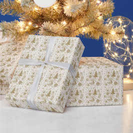 Papel De Presente Crie Seu Próprio Perdiz Dourada & Árvores