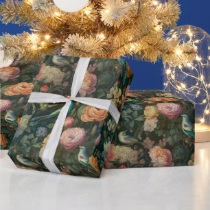Papel De Presente Crie Seu Próprio Romance Vintage Pássaros Rosas
