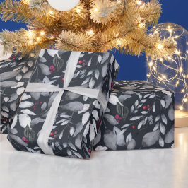 Papel De Presente Crie seu próprio tom preto elegante com folhas ver