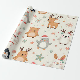 Papel De Presente Crie seus próprios animais de Natal Kawaii