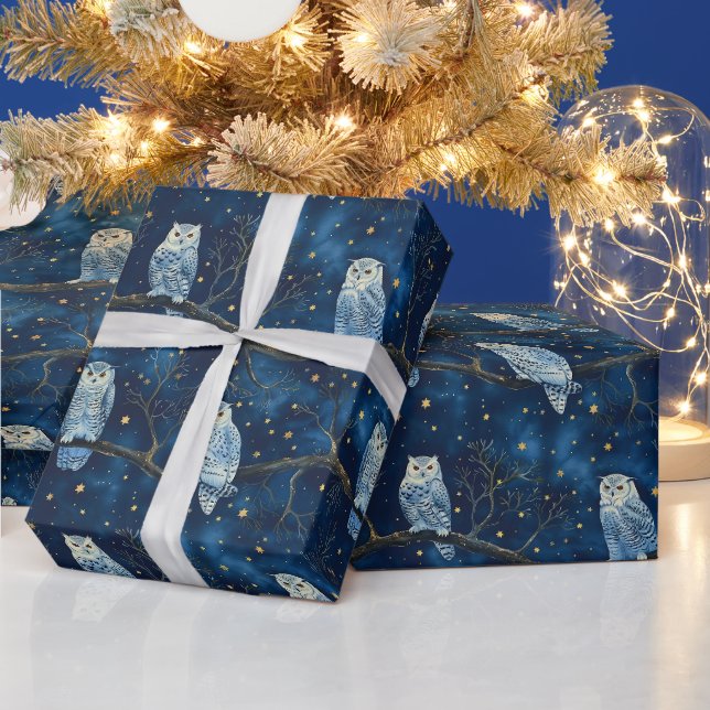 Papel De Presente Crie Seus Próprios Bufos de Neve Dourados e Azuis  (Feriados)