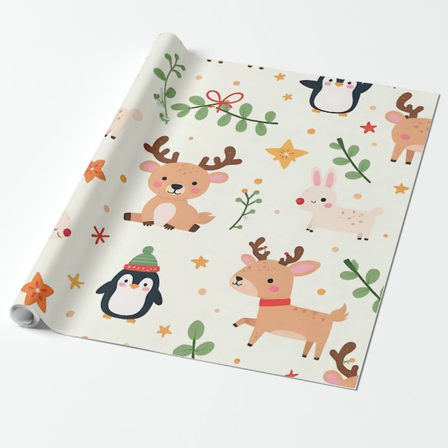 Papel De Presente Crie Seus Próprios Critérios Kawaii de Natal (Desenrolado)
