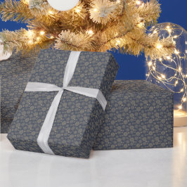 Papel De Presente Crie Seus Próprios Flocos de Neve Azul Escuro e Do