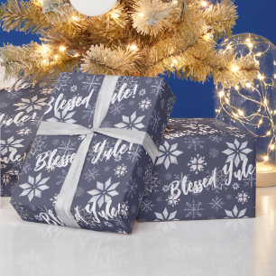 Papel De Presente Crie Seus Próprios Flocos de Neve Azul Prateado de