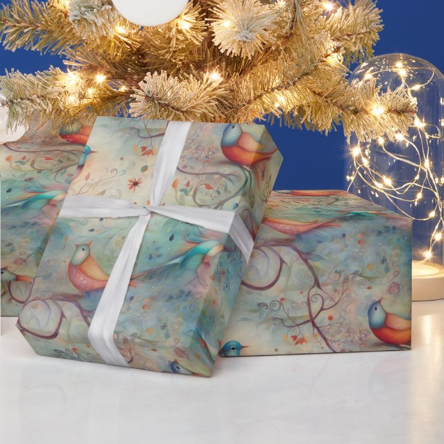 Papel De Presente Crie Seus Próprios Passarinhos Florais Caprichosos (Feriados)