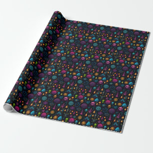 Papel De Presente Crie Seus Próprios Símbolos Coloridos & Caveiras P