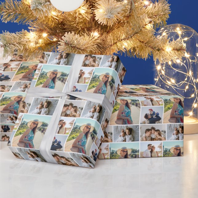 Papel De Presente Crie Sua Própria Colagem de 5 Fotos (Feriados)