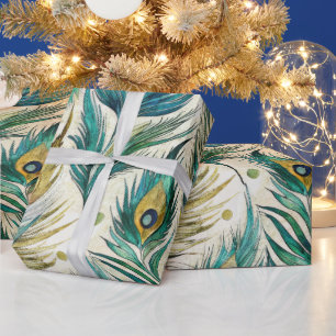 Papel De Presente Crie Suas Próprias Penas de Pavão com Pontos Polka