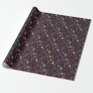 Papel De Presente Crie Suas Próprias Rosas Burgundy Sombreadas Witch