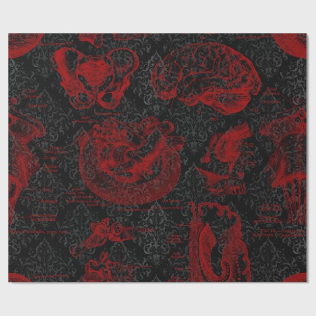 Papel De Presente Crimson & Black Damask - Anatomia Vampiro padroniz (Aberto)