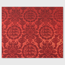 Papel De Presente Crimson Noel Damask Wrapping Paper