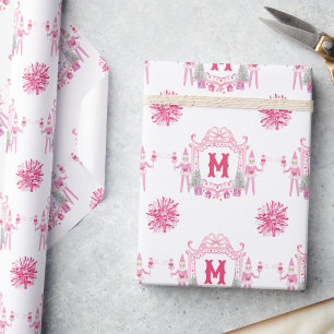 Papel De Presente Crista de Monograma de Elfa Menina em Aquarela Ros