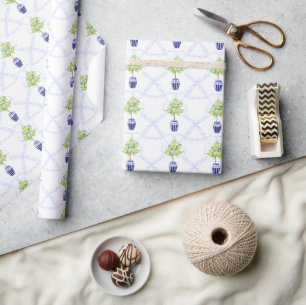 Papel De Presente Crista Monogramática de Árvore de Limão em Aquarel