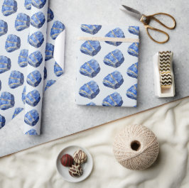 Papel De Presente Cristais de Lápis Lazúli Azul de Aniversário