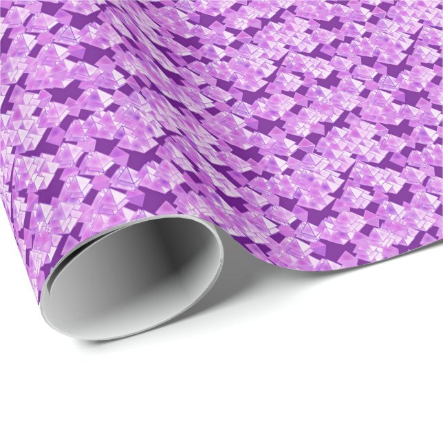 Papel De Presente Cristais pirâmides, roxo (Ponta do rolo)