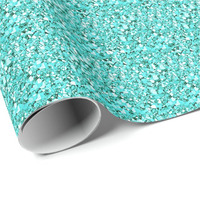 Papel De Presente Cristal de Druzy - azul de água-marinha (Ponta do rolo)