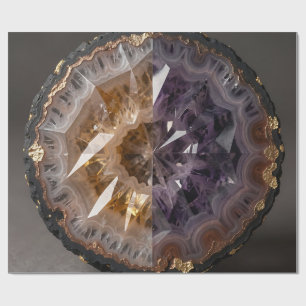 Papel De Presente Cristal de Luxo Geodo de Ametista Citrino Fendido