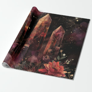 Papel De Presente Cristal Floral da Galáxia Âmice Mística Arte (10)